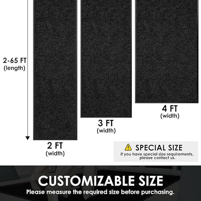 2′ x 5′ Front Door Mat Indoor Outdoor Entrance, Commercial Floor Mat Heavy Duty Dirt Trapper Entryway Doormat, Custom Size Non Slip Rubber Backing Welcome mat, Door Mat for High Traffic Area