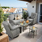 HOOOWOOO Patio Furniture Set,5 Pieces Outdoor Conversation Set,All Weather Wicker Loveseat Sofa Set with High Back Swivel Rocking Chairs Tables,Dark Gray