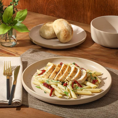 Gibson Elite Pasco 12 Piece Plates and Bowls Reactive Glaze Dishes Stoneware
