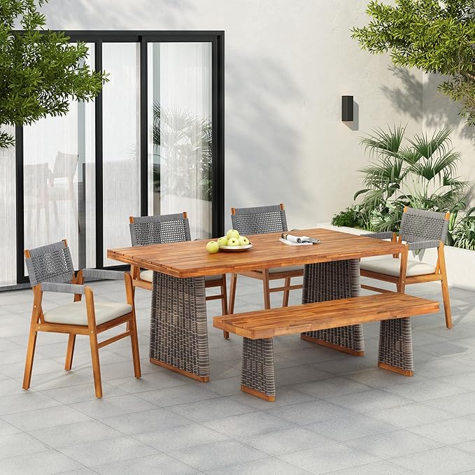 Christopher Knight Home Pasco Acacia Wood Outdoor Dining Table Set