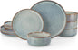 vancasso PLAYA Plates and Bowls Sets, 12 Pieces Light-Blue Dinnerware Sets