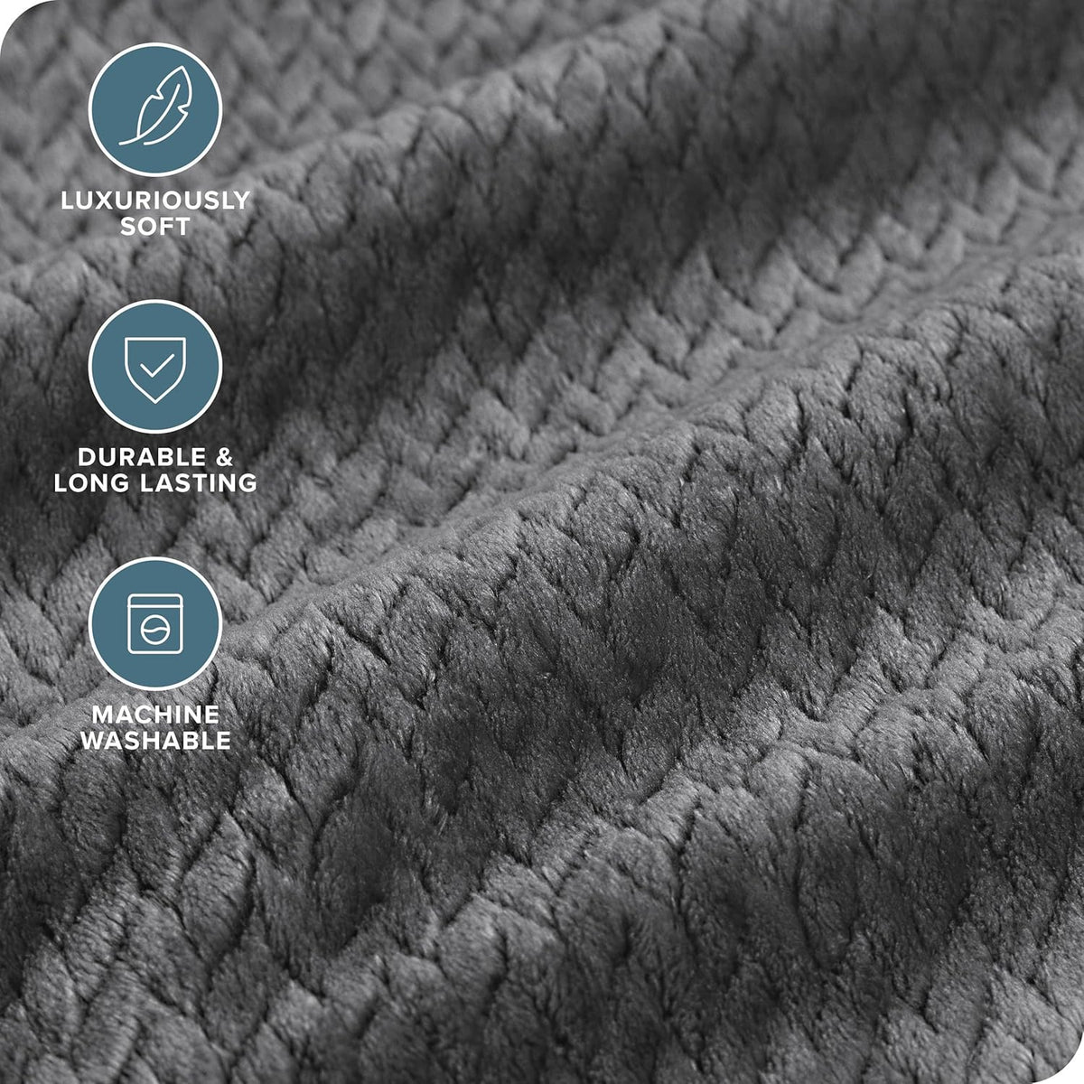 Bare Home Textured Fleece Blanket - Twin/Twin Extra Long - Ultra-Soft Lightweight for Bed, Sofa, and Couch - Luxury Microplush - Cozy Warm Blanket (Twin/Twin XL, Chevron Grey)