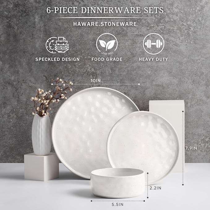 HaWare Dinnerware Sets, 6-Piece Plates and Bowls Set