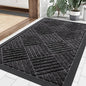 Smiry Front Door Mat Outside Entrance, Heavy Duty Outdoor Indoor Natural Rubber Doormat, Non Slip, Trap Dirt and Moisture, Easy Clean, Low Profile Patio Porch Entryway Mat, 29.5x17, Silver Grey
