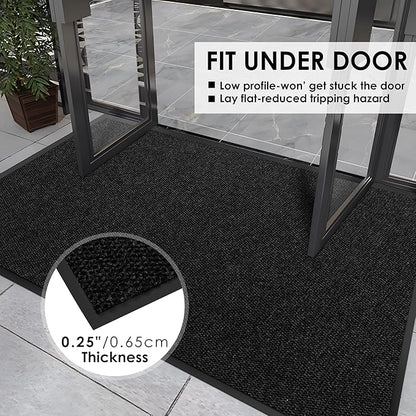 4′ x 9′ Front Door Mat Indoor Outdoor Entrance, Commercial Floor Mat Heavy Duty Dirt Trapper Entryway Doormat, Custom Size Non Slip Rubber Backing Welcome mat, Door Mat for High Traffic Area