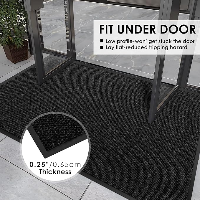 3′ x 47′ Front Door Mat Indoor Outdoor Entrance, Commercial Floor Mat Heavy Duty Dirt Trapper Entryway Doormat, Custom Size Non Slip Rubber Backing Welcome mat, Door Mat for High Traffic Area