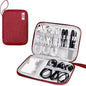 SELLYFELLY Travel Electronics Organizer Portable Cable Organizer Bag for Storage Electronic Accessories Case for Cord,Phone,Charger,Flash Drive (Wine Red)