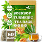FreshDrinkUS, Premium 60 Soursop Turmeric Tea Bags, 100% Natural, Blend of Soursop Leaves, and Turmeric Root. Made with Natural Material Tea Bags. No Sugar, Vegan.