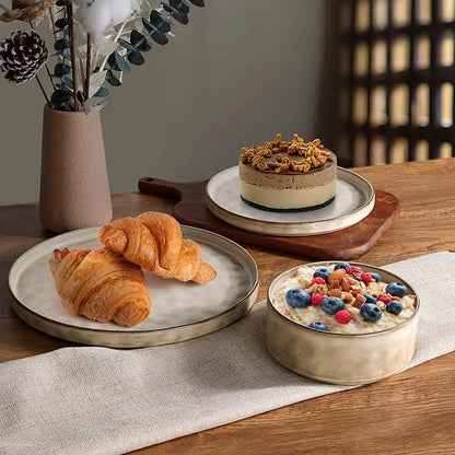 LIANYU Dinnerware Dish Set for 8, 24 Piece Stoneware Plates and Bowls, Ceramic Tableware Sets Includes Dinner Salad Plates, Cereal Bowls, Chip & Scratch Resistant, Sandy Beige