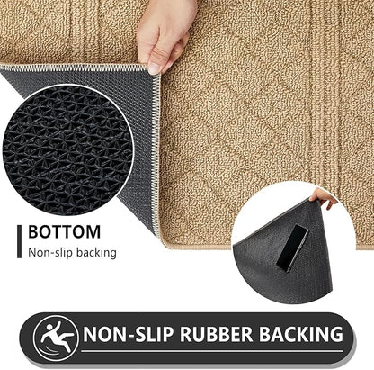 REFETONE Indoor Doormat, Front Back Door Mat 32"x40" Absorbent Rubber Backing Non Slip Door Mats, Low-Profile Resist Dirt Entrance Rugs, Machine Washable Door Rug Inside Floor Mat for Entryway, Brown