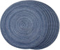 FunWheat Round Braided Placemats Set of 6 Place mats for Dining Tables Woven Heat Resistant Table Mats 15 inch (Blue)