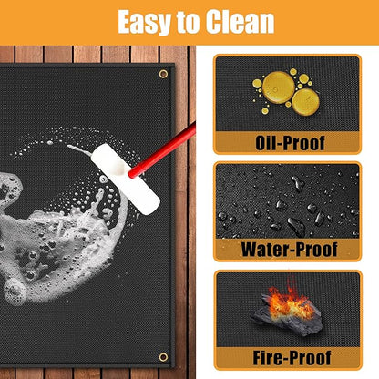 TOHONFOO 60 x 48 in Under Grill Mat for Outdoor Grill - Fireproof BBQ Mats for Grilling to Protect The Deck, Patio, Pavers - Easy to Clean Indoor Fireplace Mat - 1mm