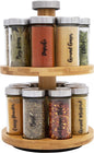 Orii 16 Jar Spice Rack with Spices Included - Rotating Countertop 2 Tier Tower Organizer for Kitchen Spices and Seasonings, (Bamboo Wood)