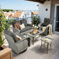 HOOOWOOO Patio Furniture Set,5 Pieces Outdoor Conversation Set,All Weather Wicker Loveseat Sofa Set with High Back Swivel Rocking Chairs Tables,Black