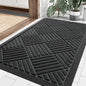 Smiry Front Door Mat Outside Entrance, Heavy Duty Outdoor Indoor Natural Rubber Doormat, Non Slip, Trap Dirt and Moisture, Easy Clean, Low Profile Patio Porch Entryway Mat, 29.5x17, Black