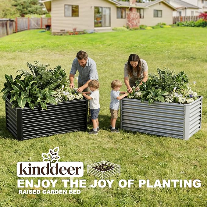 4x2x2ft Raised Garden Bed Kit, Galvanized Planter Garden Boxes Outdoor