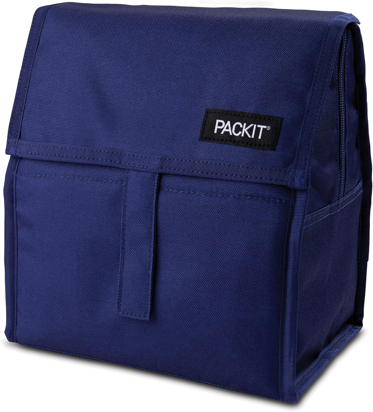 Packit® Freezable Lunch Bag, True Blue, Built with ECOFREEZE® Technology, Foldable, Reusable, Zip and Velcro Closure with Buckle Handle, Designed for Work Lunches and Fresh Lunch On the Go