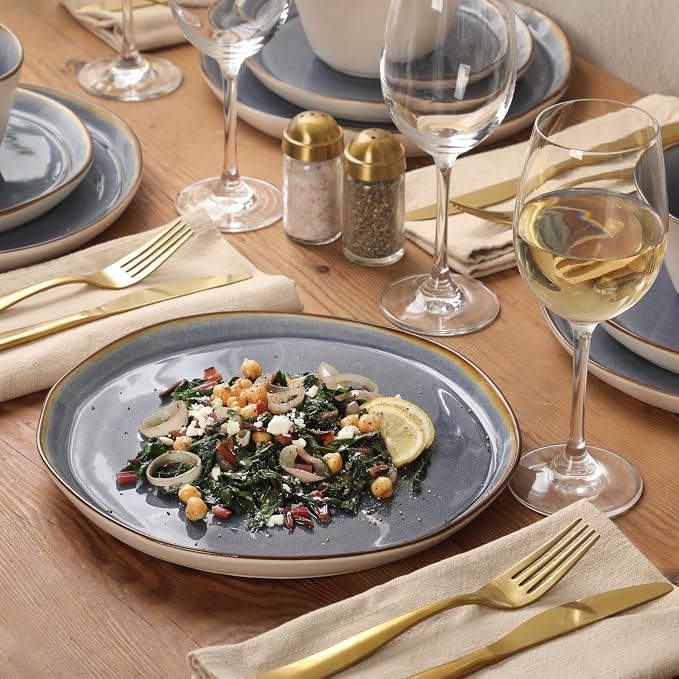 Gibson Elite Algeria River Plates and Bowls Sets, 12-Piece Stoneware Dinnerware