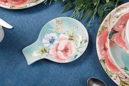 Bico Margret's Garden Spoon Rest for Stove Top, Ceramic Spoon Holder for Kitchen Counter, Easy to Clean Coffee Spoon Rest Dishwasher Safe, Kitchen Cooking Utensil Rest for Ladles Spatula