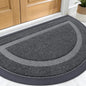 OLANLY Half Circle Door Mat Indoor Outdoor Entrance Welcome, Waterproof All-Season, All-Weather Doormat, Sturdy Natural Rubber, Low Profile, Easy Clean Patio Porch Entryway Mat, 29.5x17, Grey