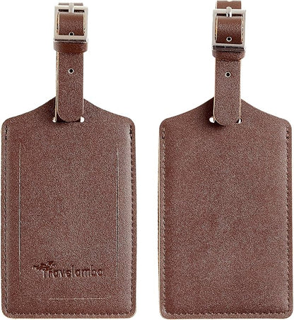 Travelambo Luggage Tags for Suitcases PU Leather Travel Tags Bag Tags Privacy Protection Travel Essentials