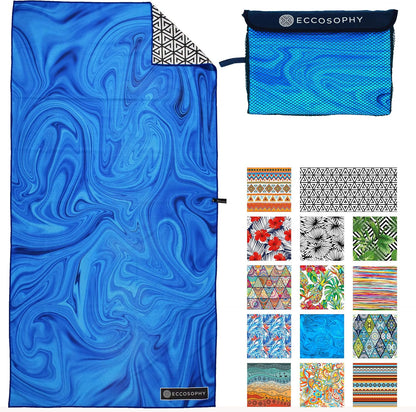 ECCOSOPHY Microfiber Beach Towel - Sand Free Towels are Quick Dry, Light Weight, Super Absorbent - Perfect Pool, Travel, Cruise, Camping Essentials - Oversized Extra Large for Adults 71x35 in