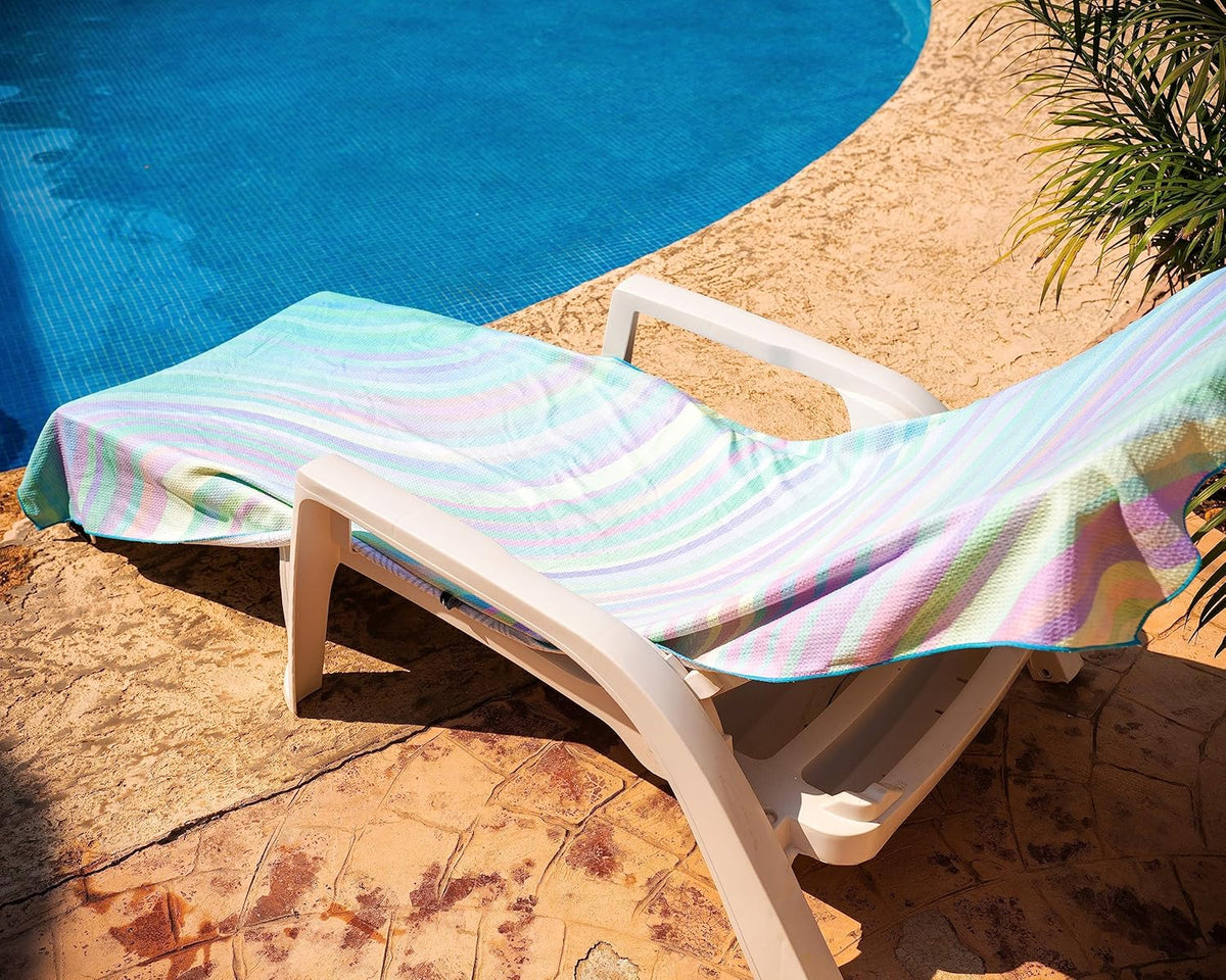 Quick Dry Towel Extra Large Waffle 78x35 Inch - Microfiber Beach Towel - Perfect for Beach, Travel, Swimming, Pool, Yoga, Hiking, Camping - Lightweight, Fast Drying, Compact for Adults (Rain)