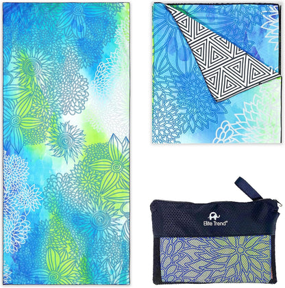 Quick Dry Towel Extra Large 78x35 Inch - Microfiber Beach Towel - Perfect for Beach, Travel, Swimming, Pool, Yoga, Hiking, Camping - Lightweight, Fast Drying, Compact for Adults (Blue Green)