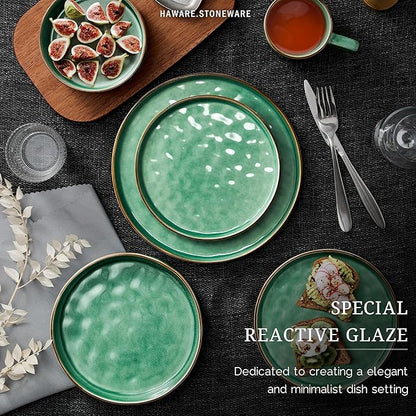 HaWare Dinnerware Sets, 6-Piece Plates and Bowls Set, Stoneware Dish Set