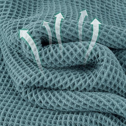Microfiber Waffle Face Towels, 4 Pieces, Soft, Absorbent, Fast Drying, Lint Free (Green)