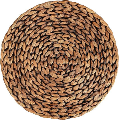 CENBOSS Woven Placemats (11.8" Set of 4, Brown Wash) Round Placemat, Wicker Place mats, Rattan Place mat, Plate Chargers
